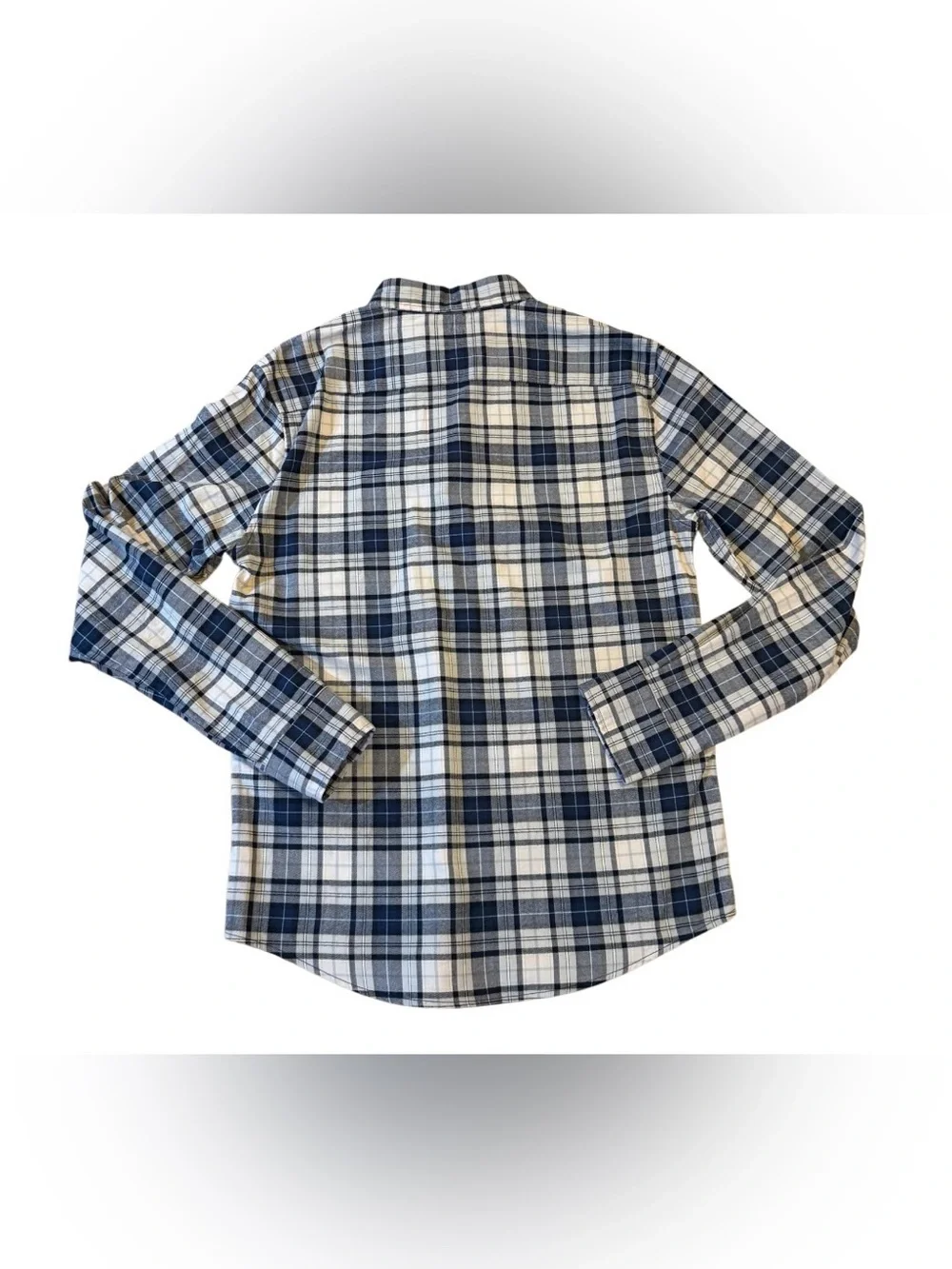 Banana Republic Luxe Flannel Shirt Mens S Blue Plaid Untucked Slim Fit NWT